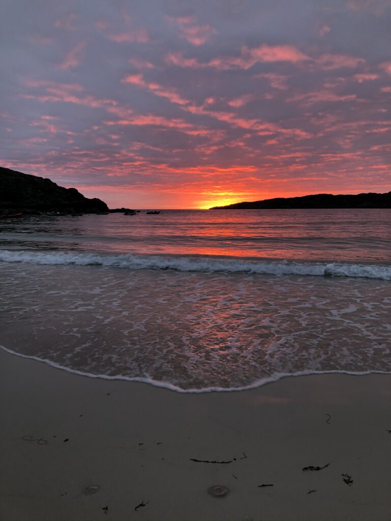 Shore Caravan Site Achmelvich Bay sunset